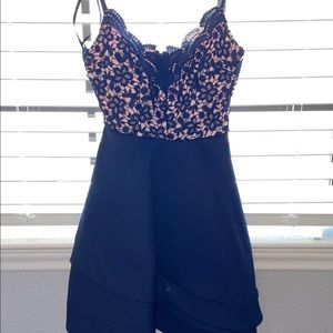 Navy Blue & Nude Formal Dress